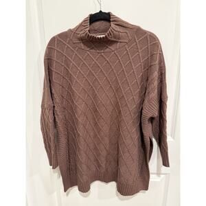 Mer-Sea & Co Sweater Womens One Size Purple Mock Neck Diamond Knit Pullover